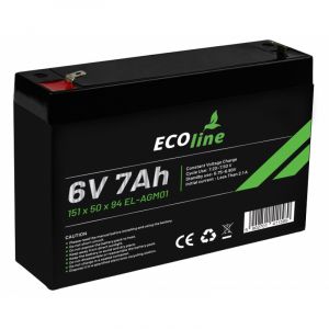 EcoLine – AGM – 6 V – 7 Ah VRLA-Batterie – 151 x 34 x 96 – zyklenfeste Batterie