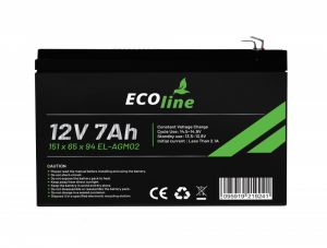 EcoLine – AGM 12 V – 7 Ah VRLA-Batterie – 151 x 65 x 94 – zyklenfeste Batterie