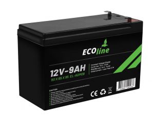 EcoLine – AGM 12 V – 9 Ah VRLA-Batterie – 151 x 65 x 95 – zyklenfeste Batterie