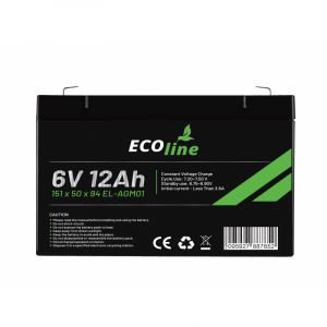 EcoLine – AGM 6 V – 12 Ah VRLA-Batterie – 151 x 50 x 94 – zyklenfeste Batterie