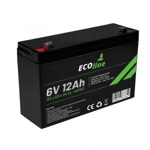 EcoLine – AGM 6 V – 12 Ah VRLA-Batterie – 151 x 50 x 94 – zyklenfeste Batterie
