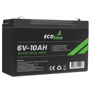 EcoLine – AGM 6 V 10 Ah – 10000 mAh VRLA-Batterie – 151 x 50 x 94 – Deep Cycle-Batterie