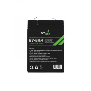 EcoLine - AGM 6V 5AH - 5000mAh VRLA-Batterie - 70 x 48 x 100 - Deep Cycle-Batterie