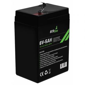 EcoLine - AGM 6V 5AH - 5000mAh VRLA-Batterie - 70 x 48 x 100 - Deep Cycle-Batterie