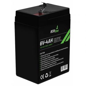 EcoLine - AGM 6V 4AH - 4000mAh VRLA-Batterie - 70 x 48 x 100 - Deep Cycle-Batterie