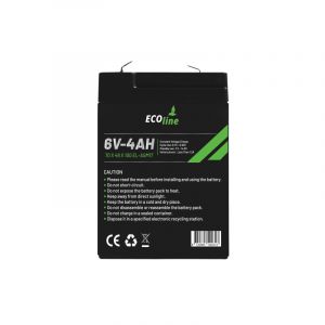 EcoLine - AGM 6V 4AH - 4000mAh VRLA-Batterie - 70 x 48 x 100 - Deep Cycle-Batterie