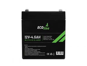 EcoLine – AGM 12 V 4,5 AH – 4500 mAh VRLA-Batterie – 90 x 70 x 101 – zyklenfeste Batterie
