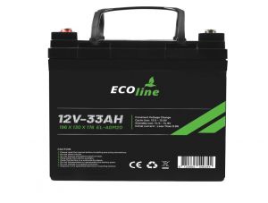 EcoLine – AGM 12 V 33 Ah – 33000 mAh VRLA-Batterie – 196 x 130 x 174 – zyklenfeste Batterie