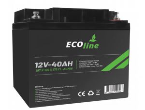 EcoLine – AGM 12 V 40 Ah – 40000 mAh VRLA-Batterie – 197 x 165 x 175 – Deep Cycle-Batterie