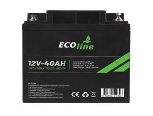 EcoLine – AGM 12 V 40 Ah – 40000 mAh VRLA-Batterie – 197 x 165 x 175 – Deep Cycle-Batterie