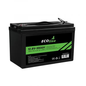 EcoLine - LifePo4 12V 100AH - 100000mAh Lithiumbatterie - 329 x 172 x 214 - Deep Cycle-Batterie